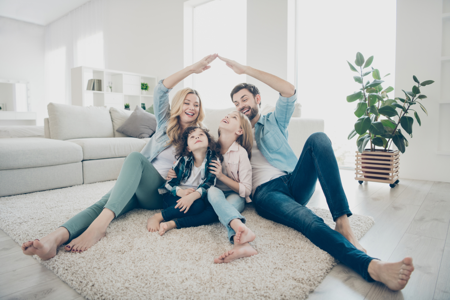 Photo,Of,Foster,Family,With,Two,Children,Moving,New,Apartments