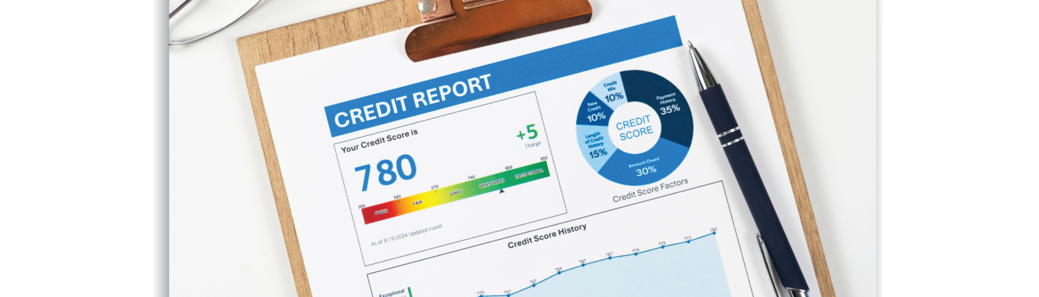 Image of a credit report with score of 780