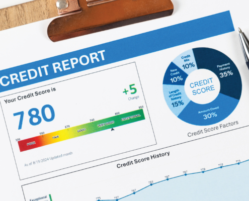 Image of a credit report with score of 780